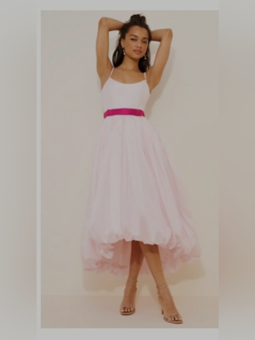 Anthropologie  Diana HUTCH BUBBLE HEM
BOW WAIST MIDI DRESS pink size 4
